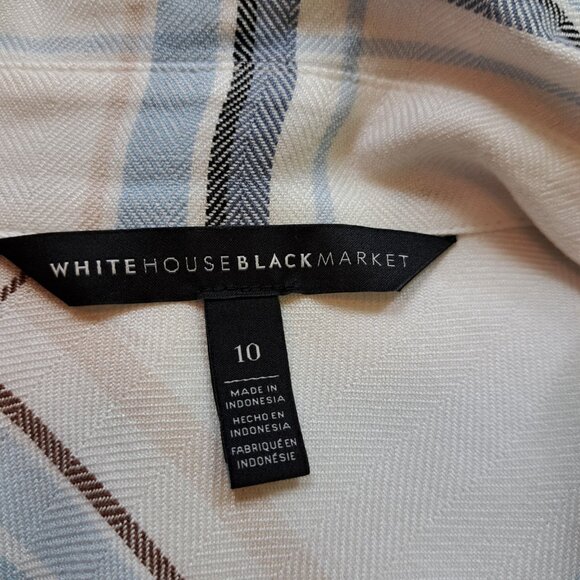 White House Black Market Ultrasoft Plaid Button Up Top Size 10 - Picture 6 of 8